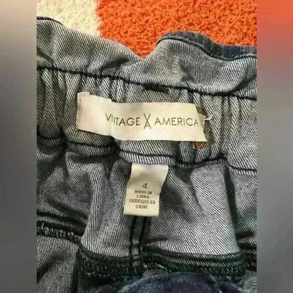 Vintage America Jeans Size 4 Dark Blue Denim High Ruffle Waist Retro Women used - Picture 6 of 7